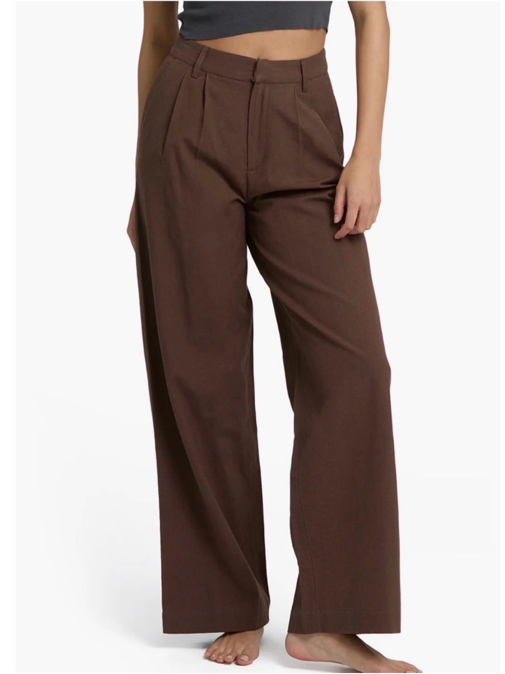 Billabong Wide-Leg Pleated Pants in Brown
